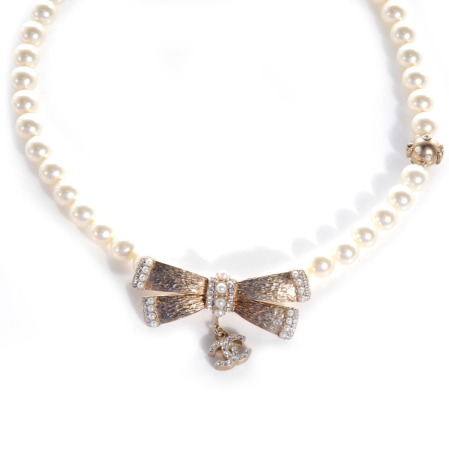 Chanel Pearl Bow Short Necklace 1 of 5
