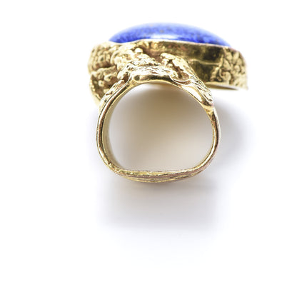 Saint Laurent Glass Cabochon Arty Ovale Ring 7 Gold Lapis 7 of 7