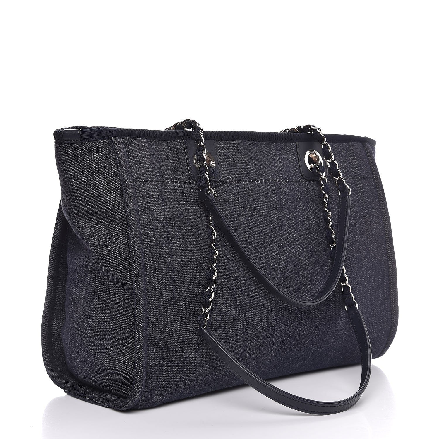 Chanel Denim Small Deauville Tote Dark Blue 3 of 7
