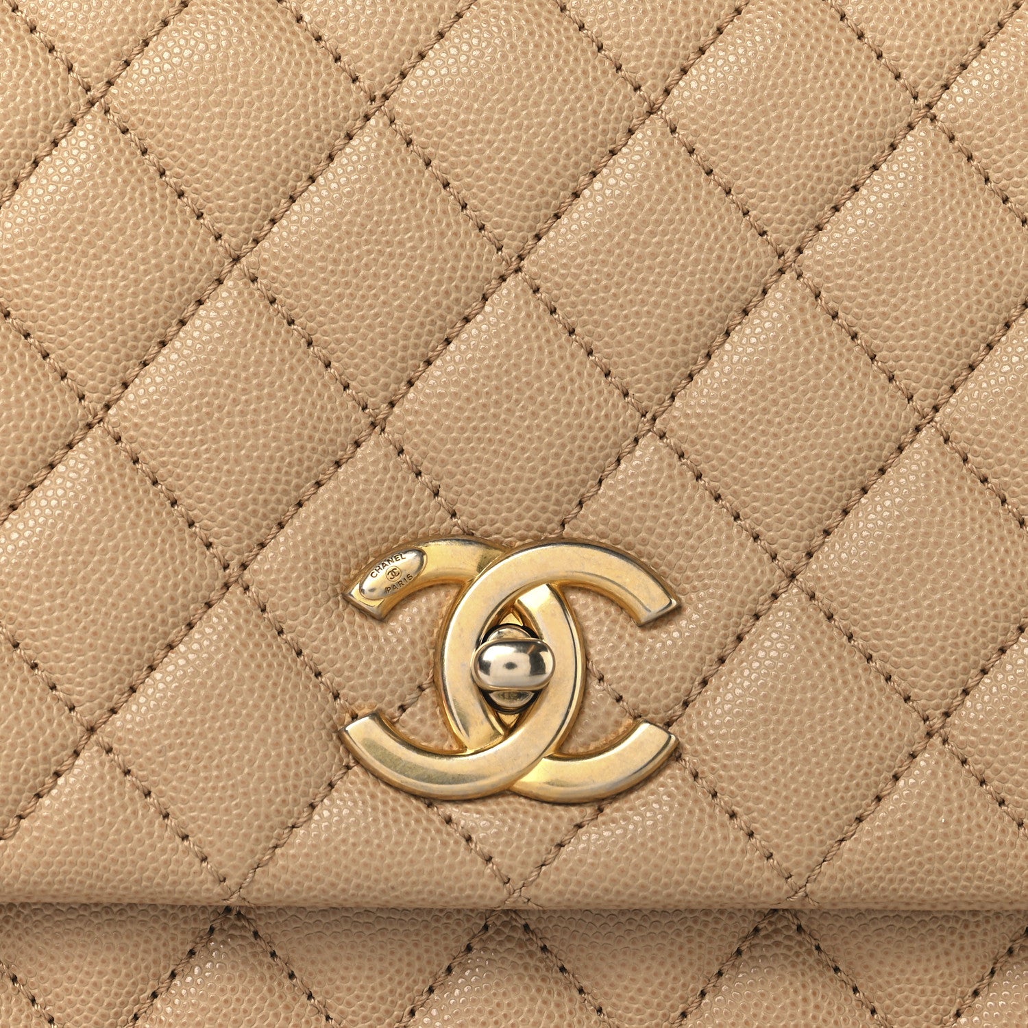 Chanel Caviar Quilted Small Coco Handle Flap Beige 8 of 11