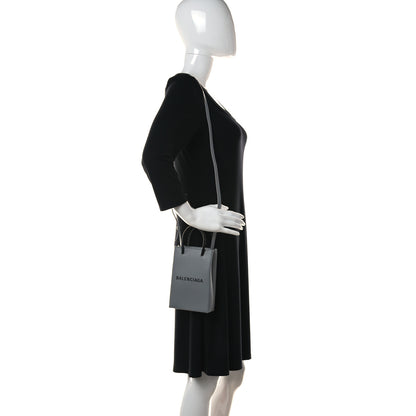 Balenciaga Squared Calfskin Logo Shopping Phone Holder Bag Balenciaga Grey 2 of 11