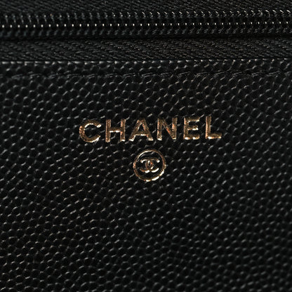 Chanel Caviar Quilted Striated CC Wallet On Chain WOC Black 6 of 11