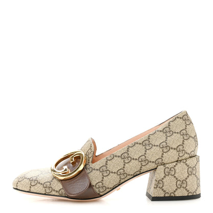 Gucci GG Supreme Monogram Malaga Kid Blondie Pumps 37.5 Beige Ebony New Acero 1 of 10