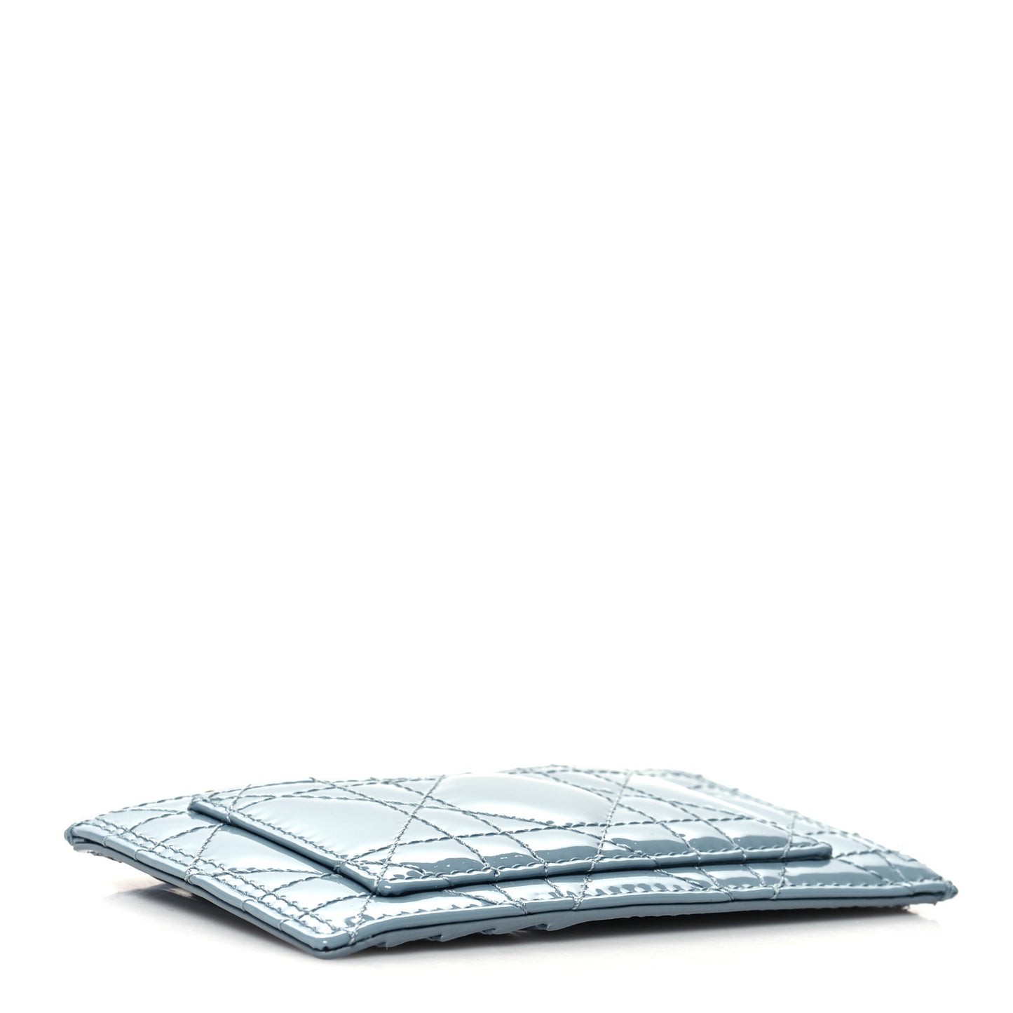 Patent Cannage Lady Dior Card Holder Cloud Blue