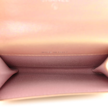 Chanel Iridescent Calfskin Quilted Flap Card Holder Wallet Pink 5 of 8