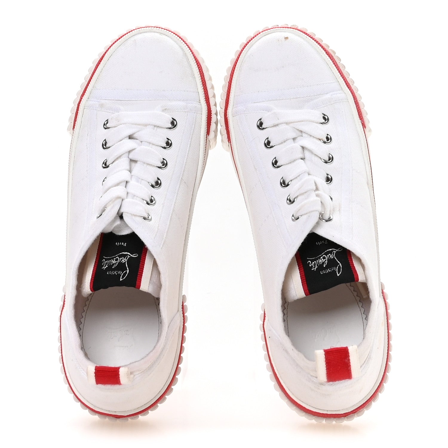 Christian Louboutin Canvas Pedro Womens Flat Sneakers 37.5 White 2 of 8