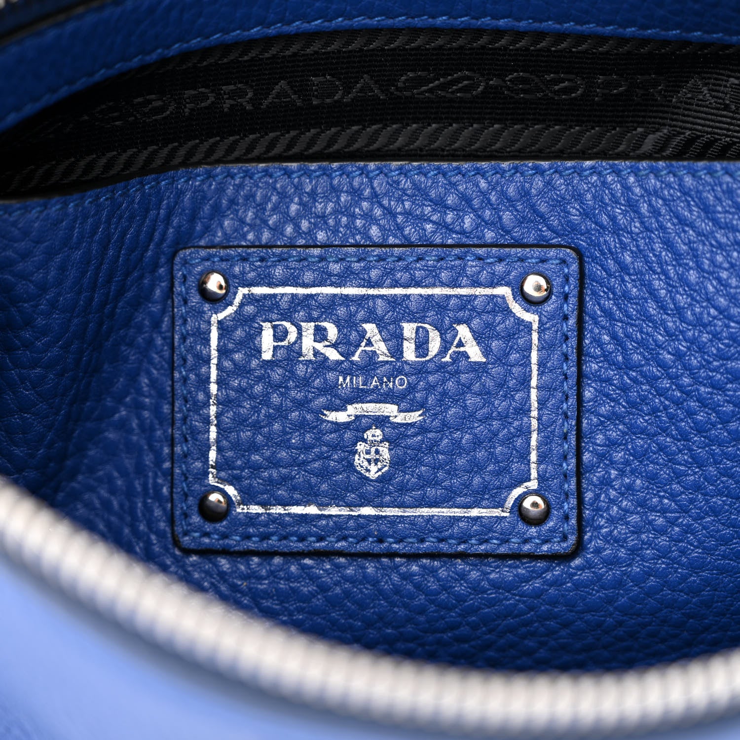 Prada Vitello Daino Zippered Shoulder Bag Royal 6 of 12