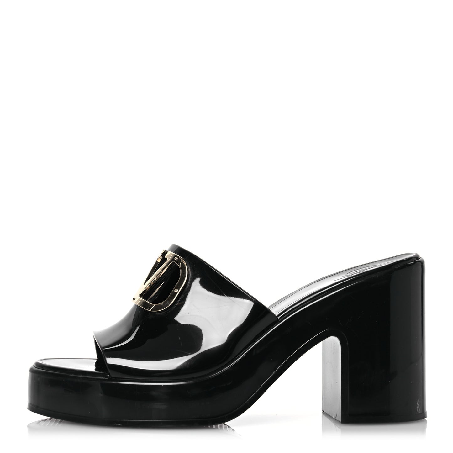 Rubber VLogo PM Platform Slide Sandals 38 Black