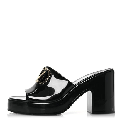 Valentino Garavani Rubber VLogo PM Platform Slide Sandals 38 Black 1 of 14