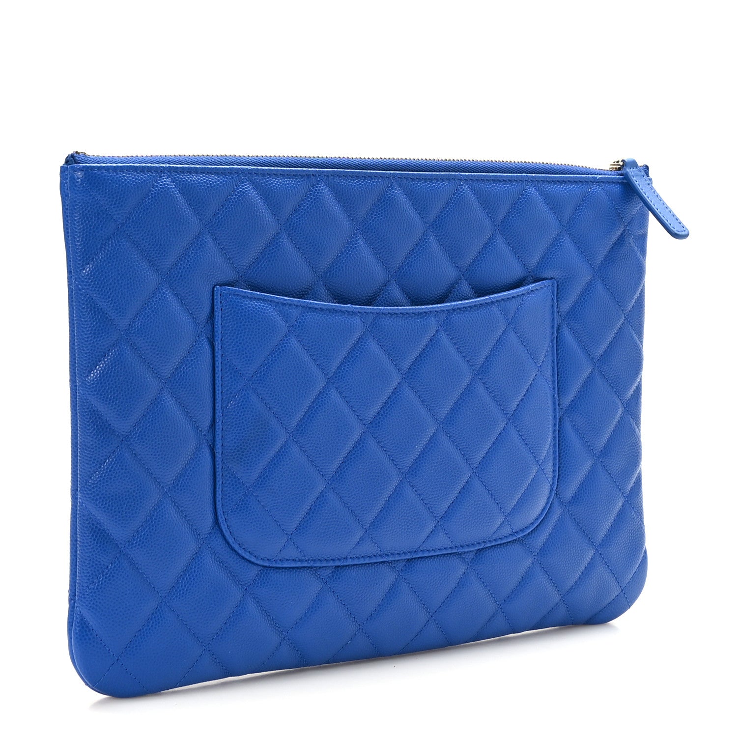Chanel Caviar Quilted Medium Cosmetic Case Blue 3 of 8
