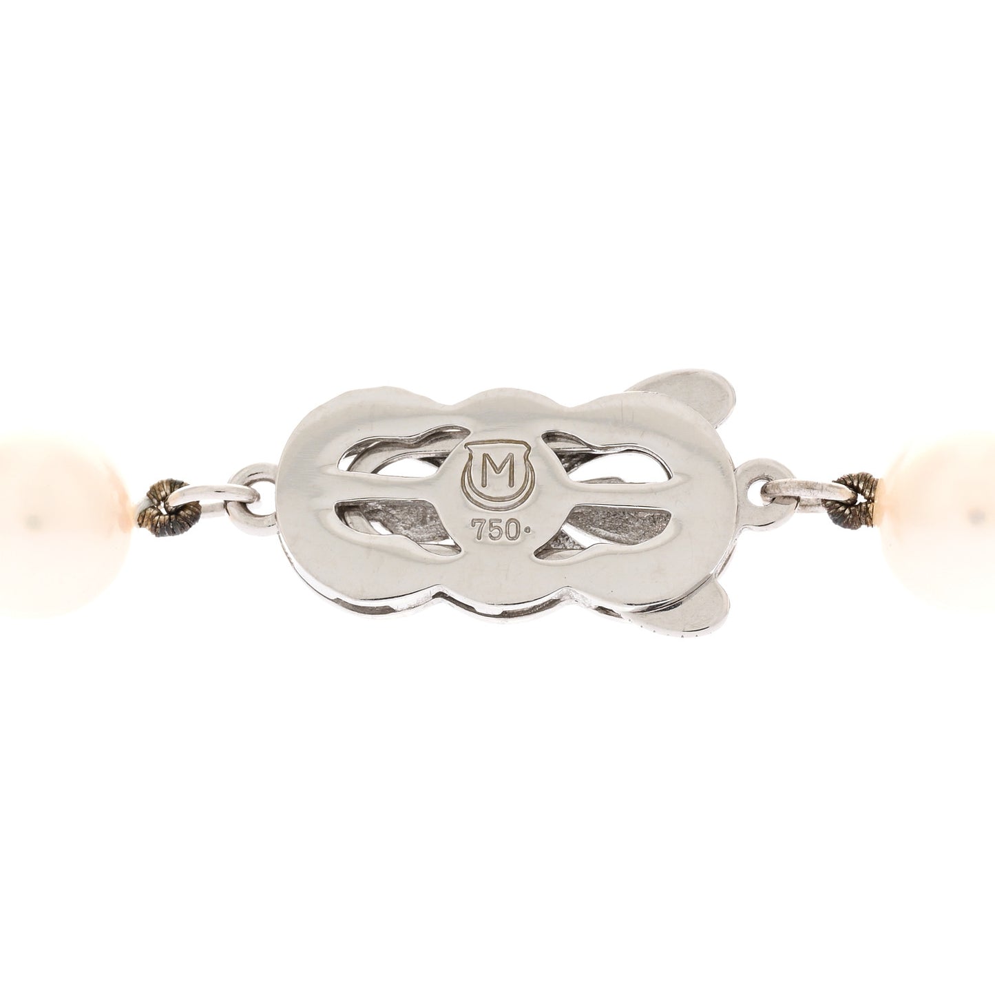 18K White Gold Diamond Akoya Pearl 7-9mm Graduated Strand Rondelle Necklace