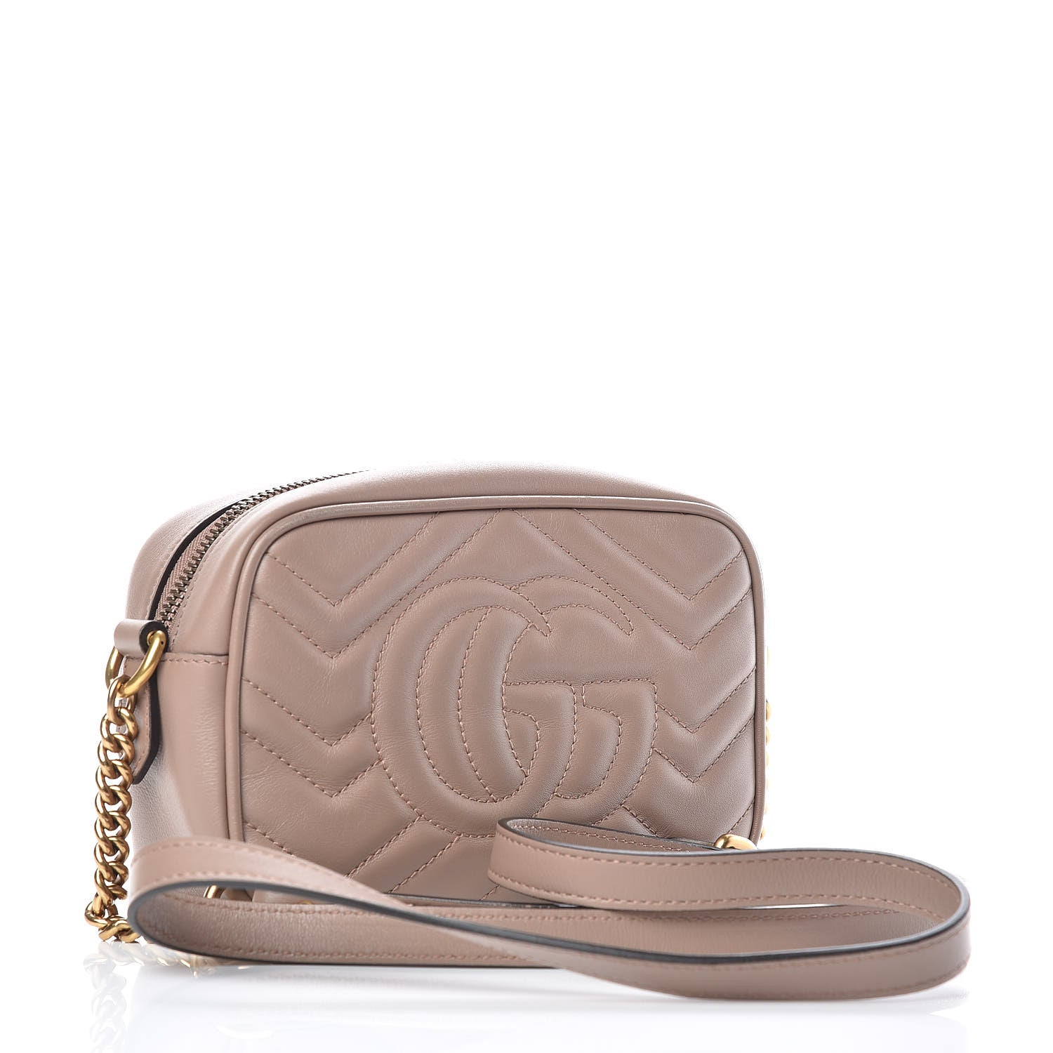 Gucci Calfskin Matelasse Mini GG Marmont Chain Shoulder Bag Nude 3 of 10