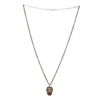 Gucci Metal Brass Swarovski Lion Head Necklace Gold Yellow 3 of 4