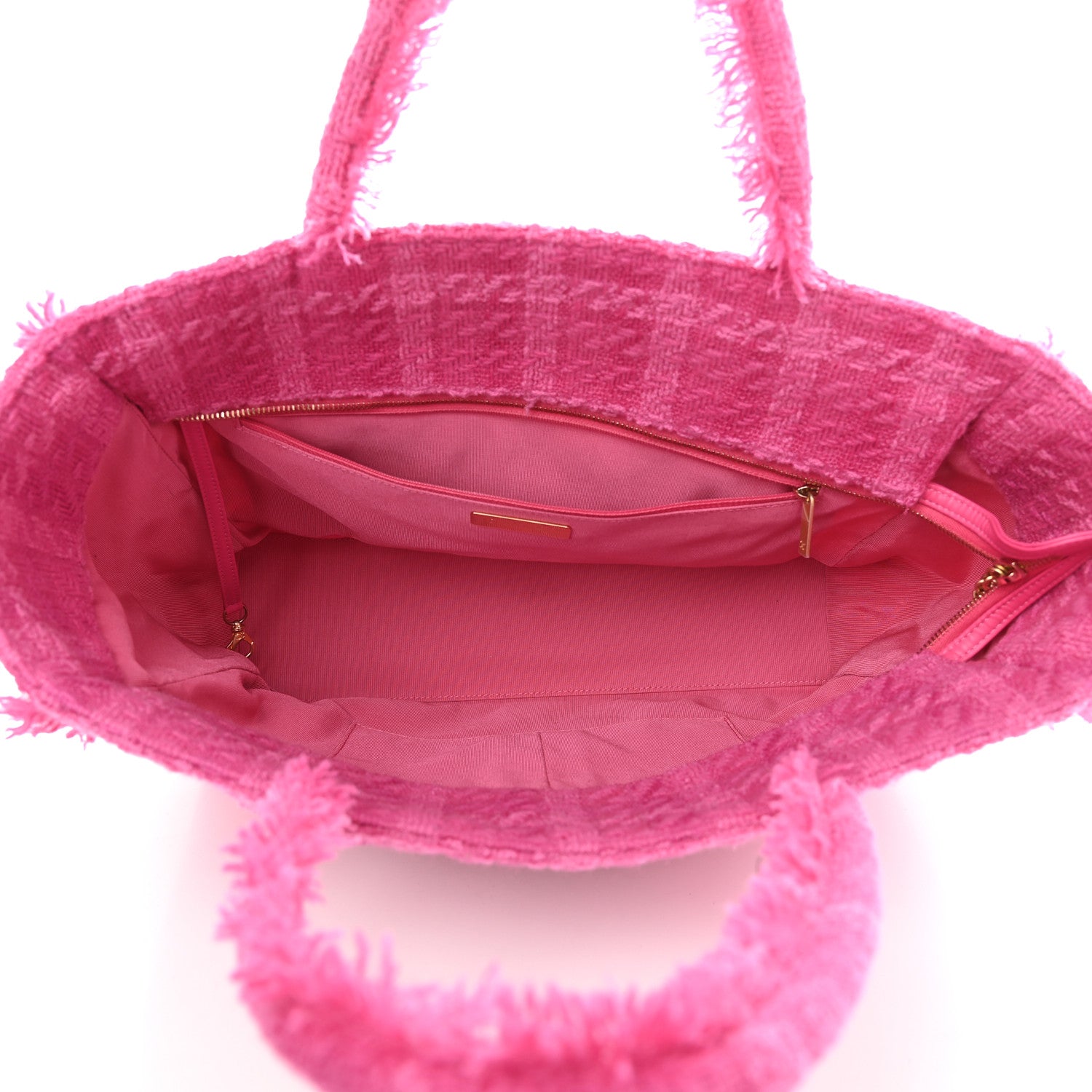 Chanel Wool Tweed Large Zipped Shopping Tote Pink 5 of 9