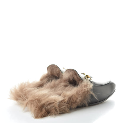 Gucci Calfskin Fur Mens Princetown Slippers 6 Black 4 of 9