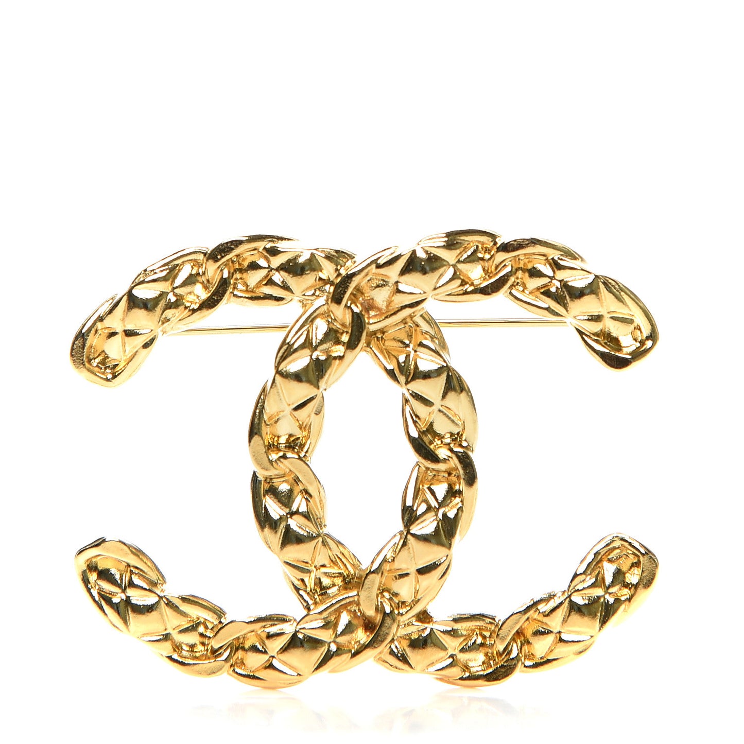 Quilted CC Brooch Gold