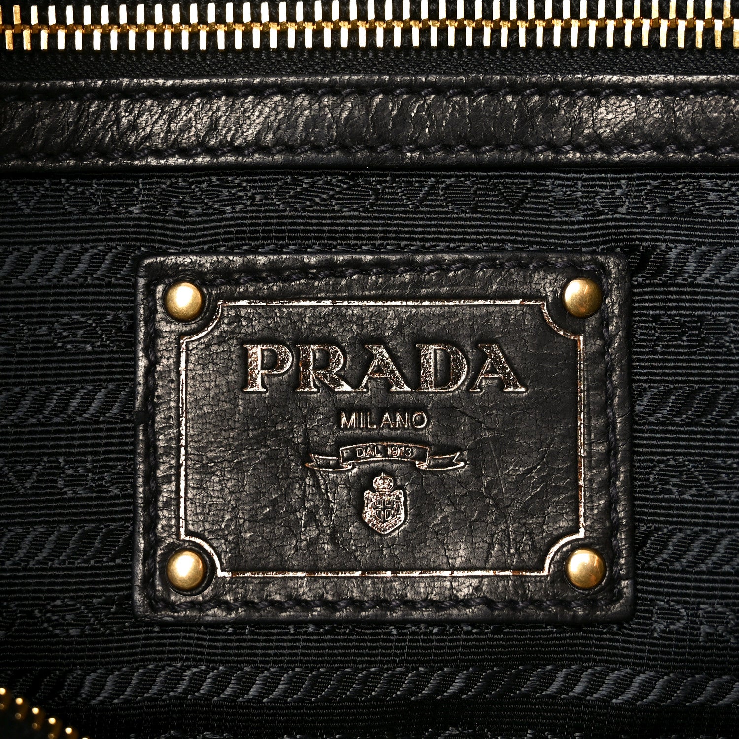 Prada Cervo Shine Tote Black 10 of 17