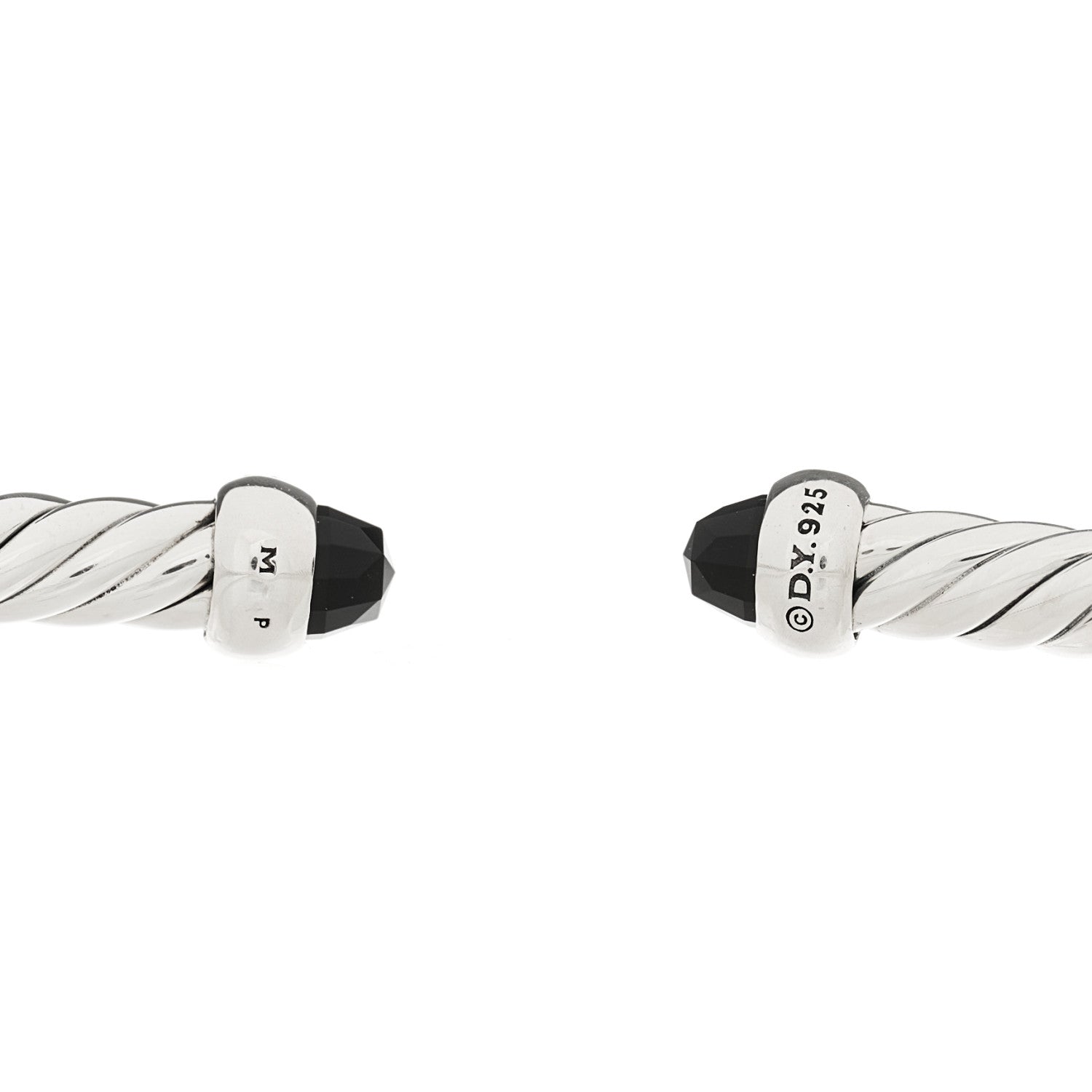 David Yurman Sterling Silver Diamond Black Onyx 4mm Cable Classics Bracelet 3 of 3