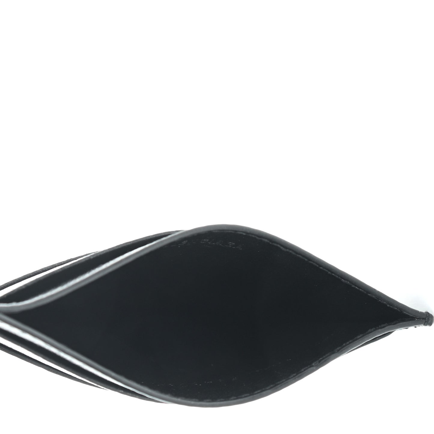 Grained Calfskin Logo Cash Card Holder Black White