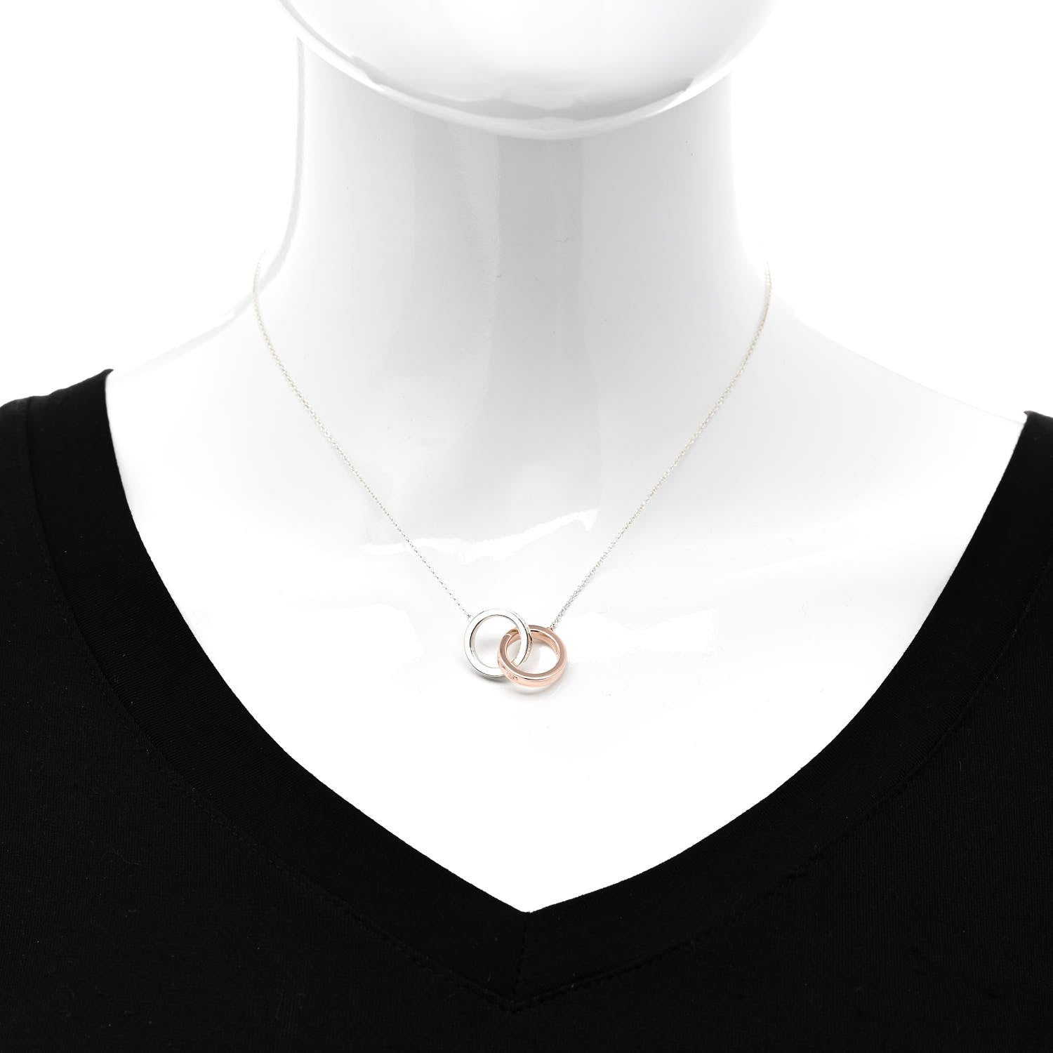 Tiffany Sterling Silver Rubedo 1837 Interlocking Circles Pendant Necklace 2 of 7