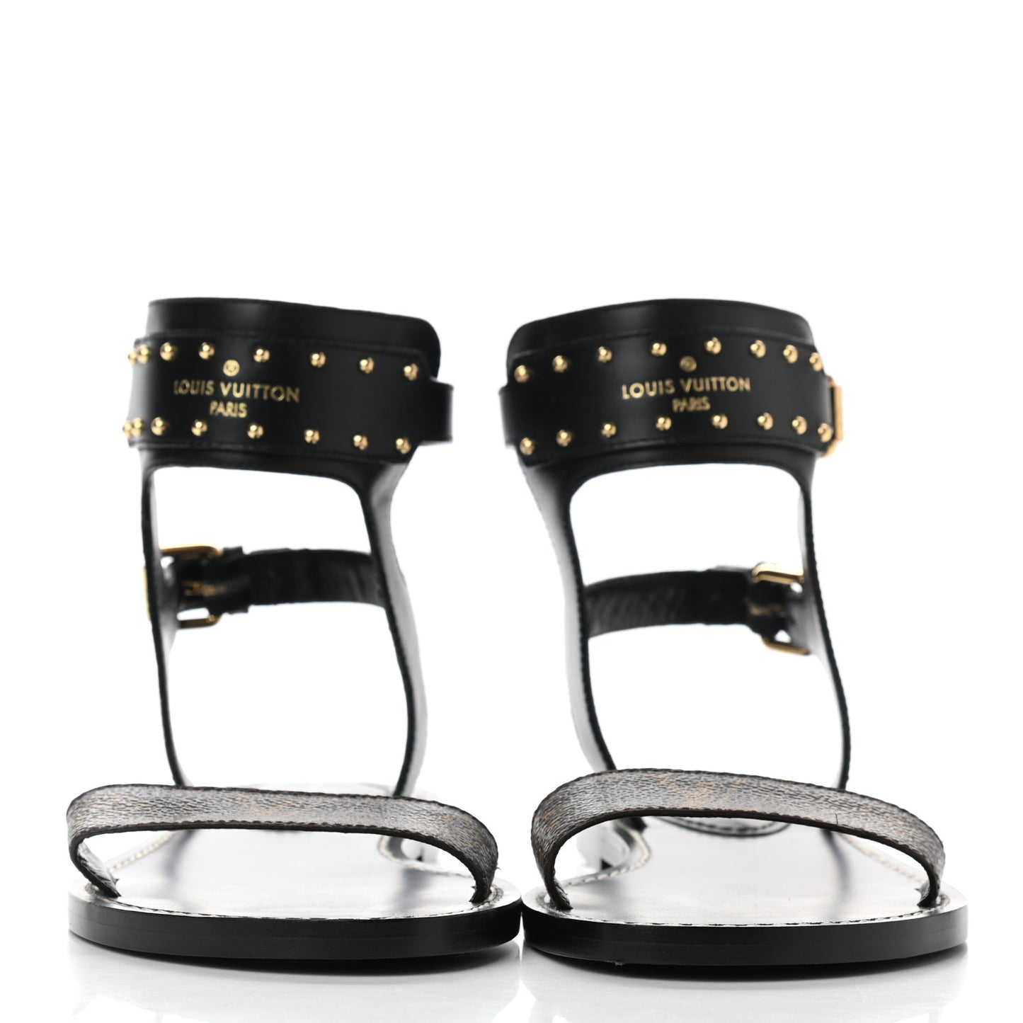 Calfskin Monogram Nomad Flat Sandals 38 Black