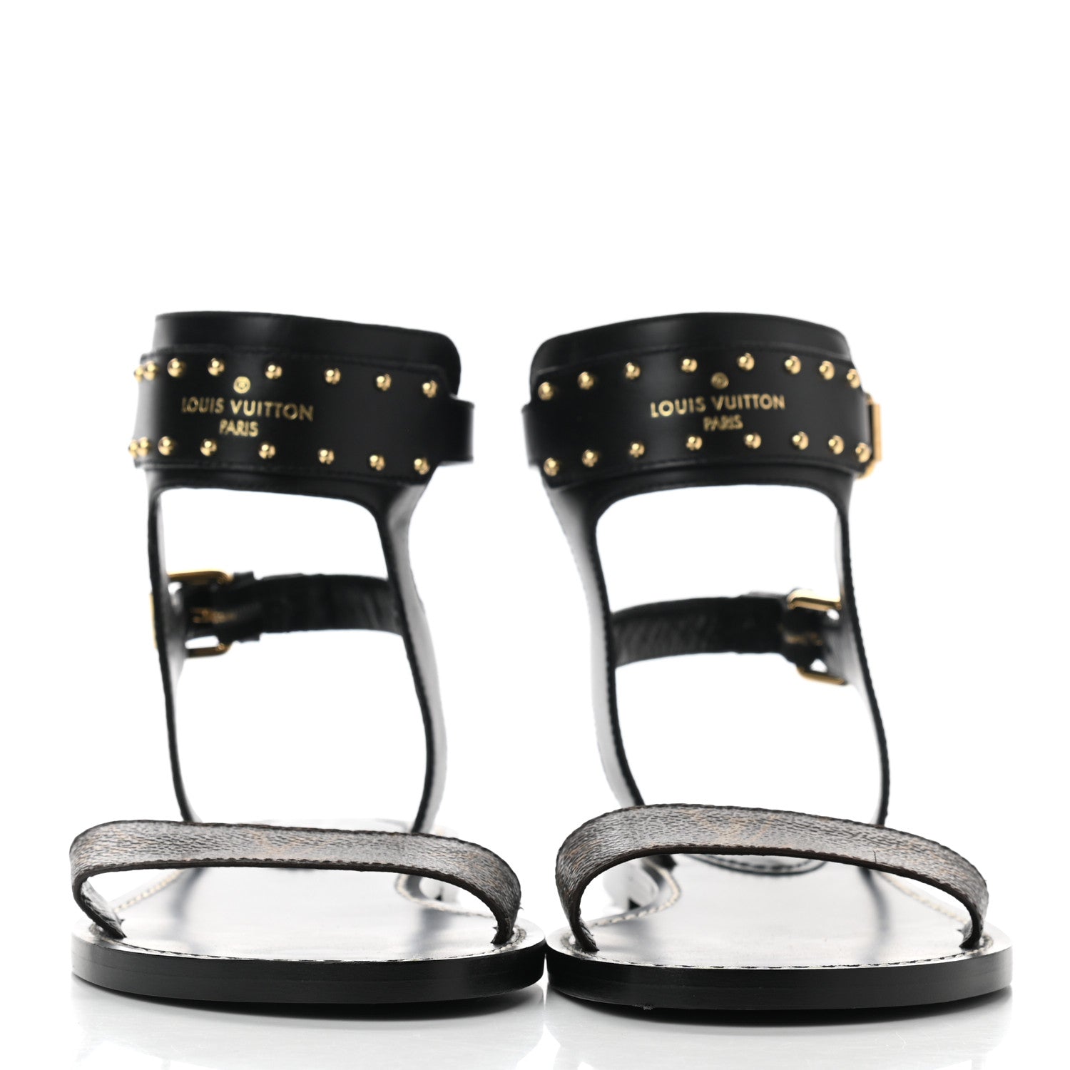 Louis Vuitton Calfskin Monogram Nomad Flat Sandals 38 Black 2 of 8