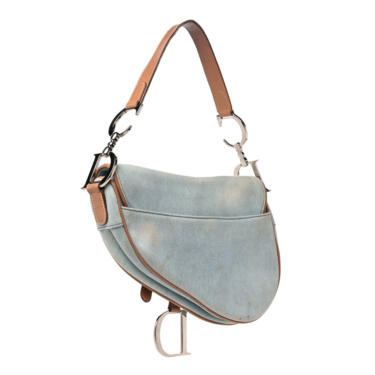 Denim Calfskin Saddle Bag Light Blue