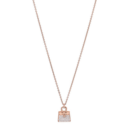 Hermes 18K Rose Gold Diamond Birkin Amulettes Pendant Necklace 1 of 5