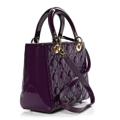 Christian Dior Patent Cannage Medium Lady Dior Purple 3 of 9
