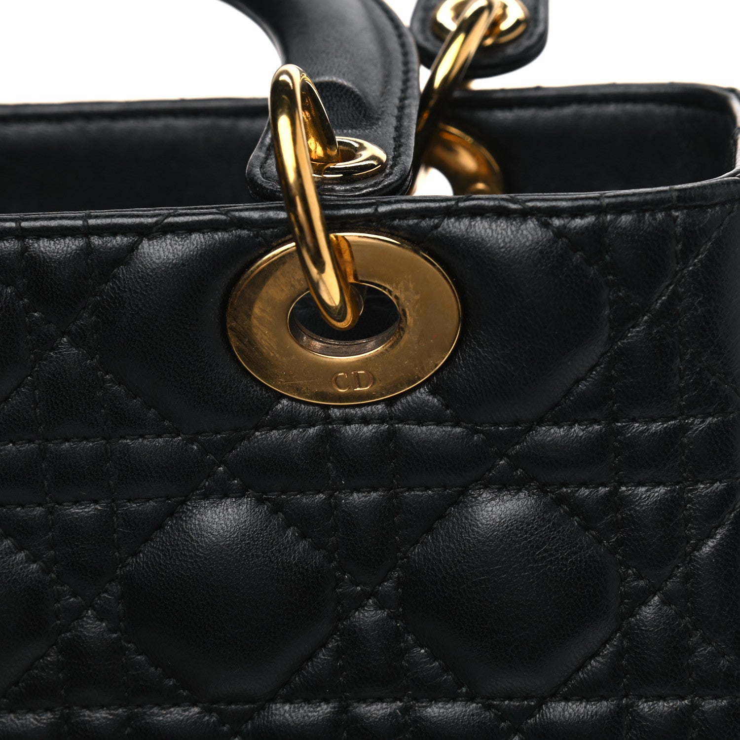 Christian Dior Lambskin Cannage Medium Lady Dior Black 9 of 10