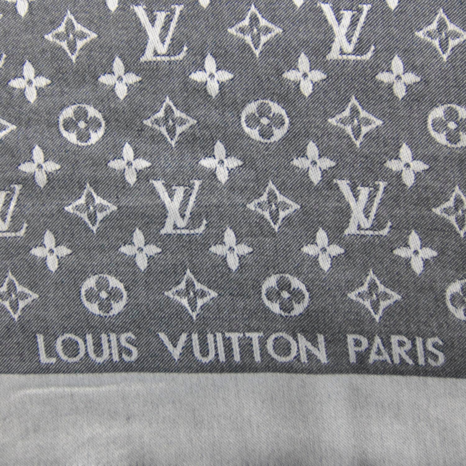 Louis Vuitton Wool Silk Monogram Denim Shawl Black 5 of 5