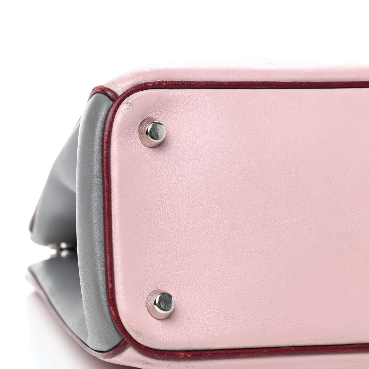 Christian Dior Smooth Calfskin Medium Tri-Color Diorissimo Tote Pink Grey Burgundy 6 of 14