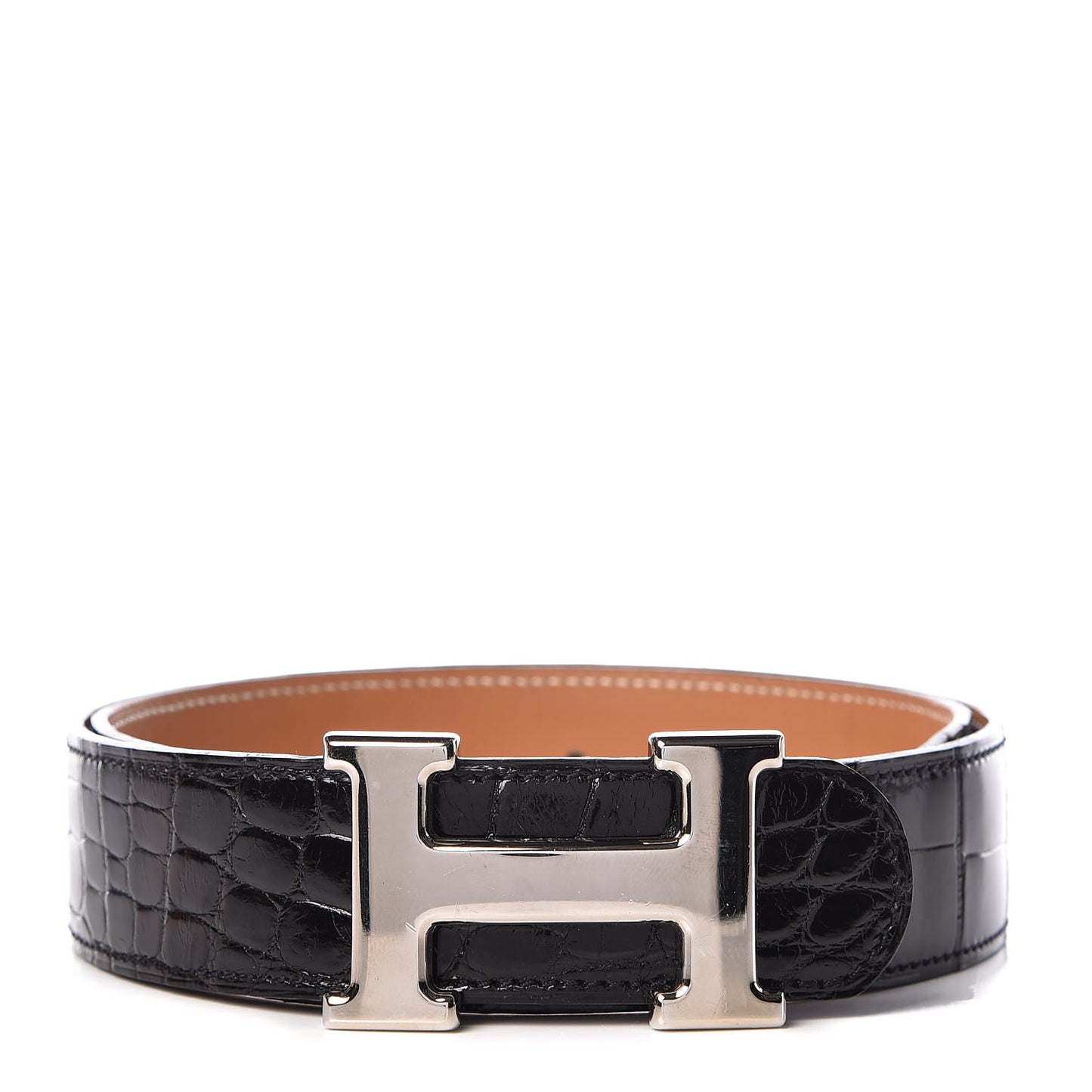 Shiny Alligator 32mm H Belt 70 Black