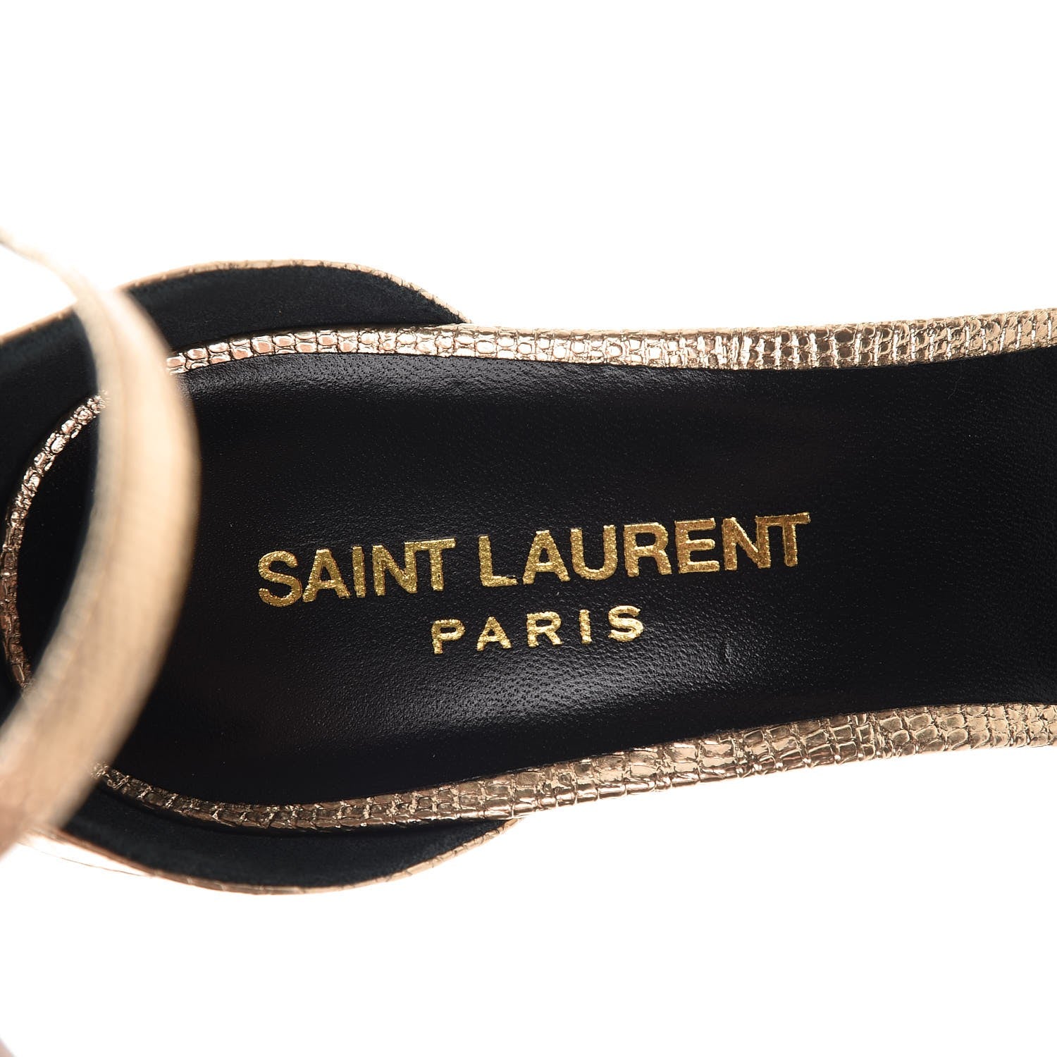 Saint Laurent Metallic Calfskin Jane 110 Ankle Strap Sandals 37.5 Gold 7 of 9