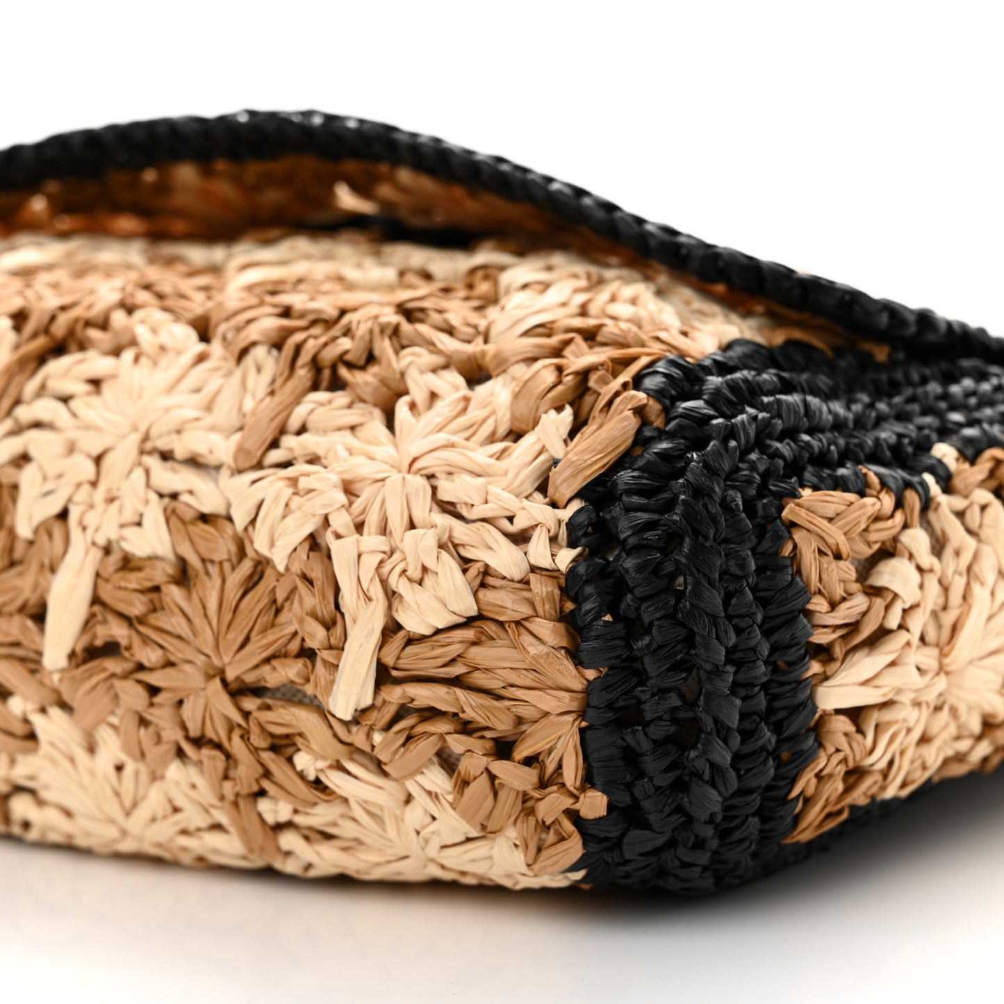 Raffia Azalea Calfskin Crochet Flower Small GG Marmont Shoulder Bag Natural Ecru Black