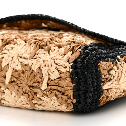 Gucci Raffia Azalea Calfskin Crochet Flower Small GG Marmont Shoulder Bag Natural Ecru Black 10 of 12