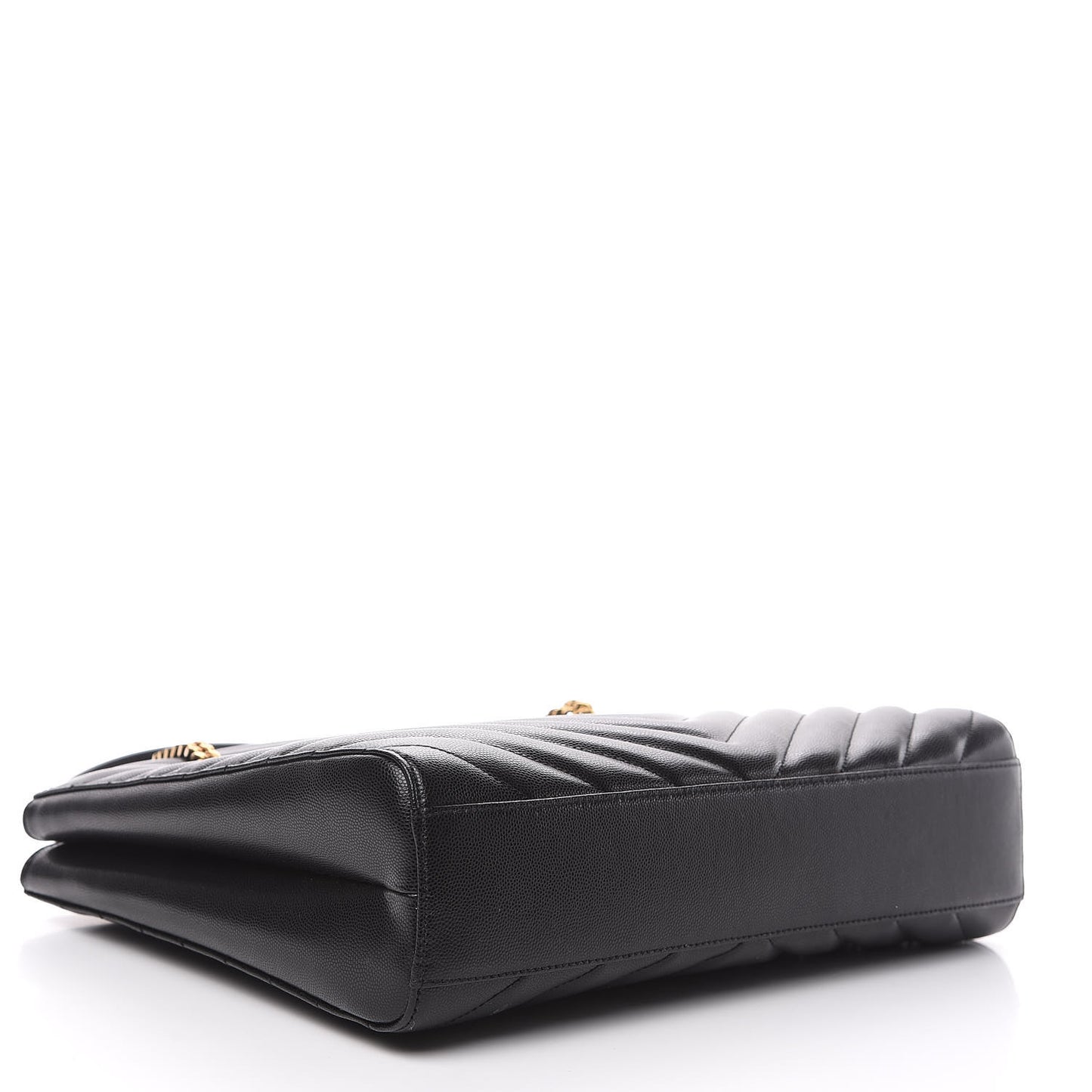 Grain De Poudre Matelasse Chevron Medium Tribeca Shopping Bag Black