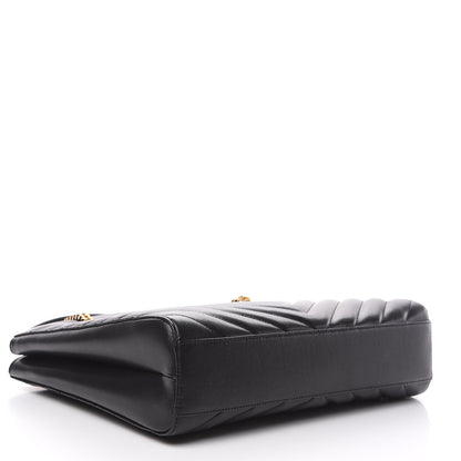 Saint Laurent Grain De Poudre Matelasse Chevron Medium Tribeca Shopping Bag Black 3 of 9