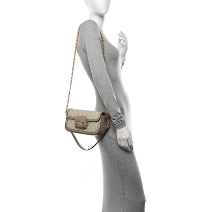 Gucci GG Supreme Monogram Small Horsebit 1955 Chain Shoulder Bag Beige Mystic White 2 of 10