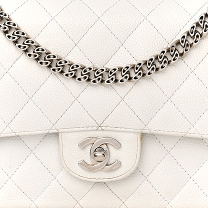 Chanel Caviar Quilted Medium Double Flap Bijoux Chain White 8 of 21