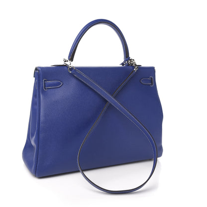 Hermes Epsom Candy Kelly Retourne 35 Bleu Electrique Mykonos 3 of 36
