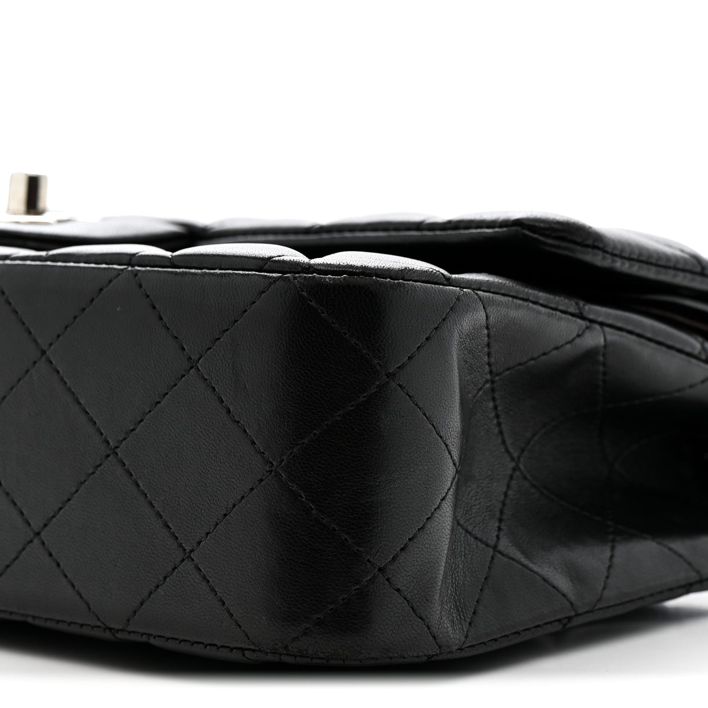 Lambskin Quilted Medium Double Flap Black