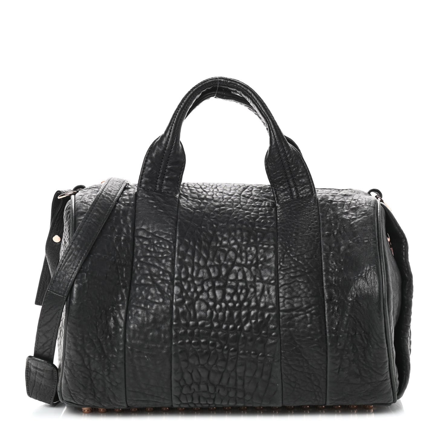 Pebbled Lambskin Rocco Black Rose Gold Hardware