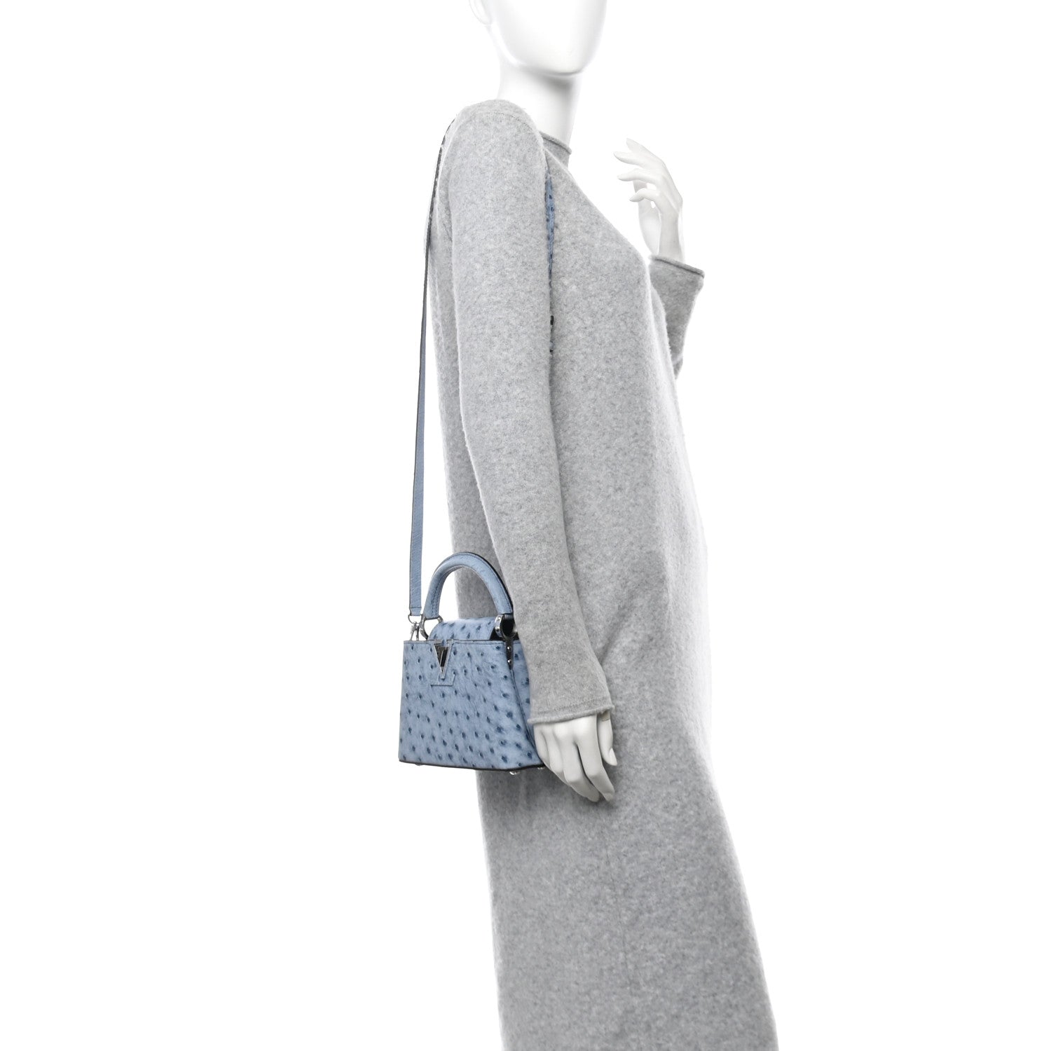 Louis Vuitton Ostrich Capucines Mini Blue Denim 2 of 10
