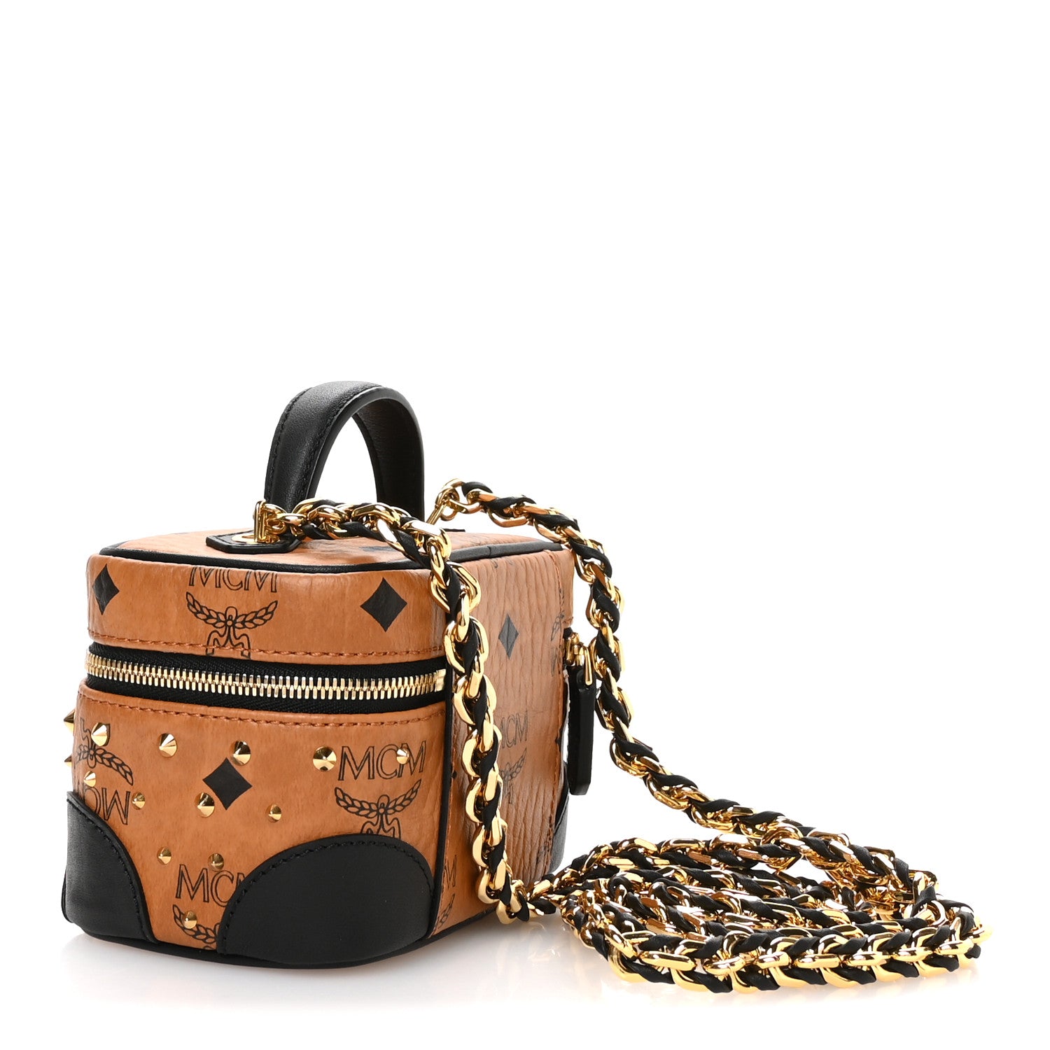 MCM Visetos Rockstar Stud X-Mini Vanity Case Cognac 1814979