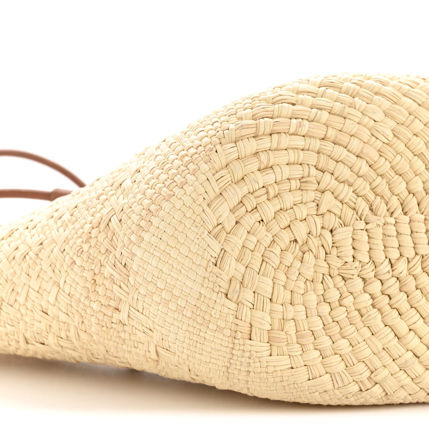 Calfskin Raffia Small Anagram Basket Tote Bag Natural Tan