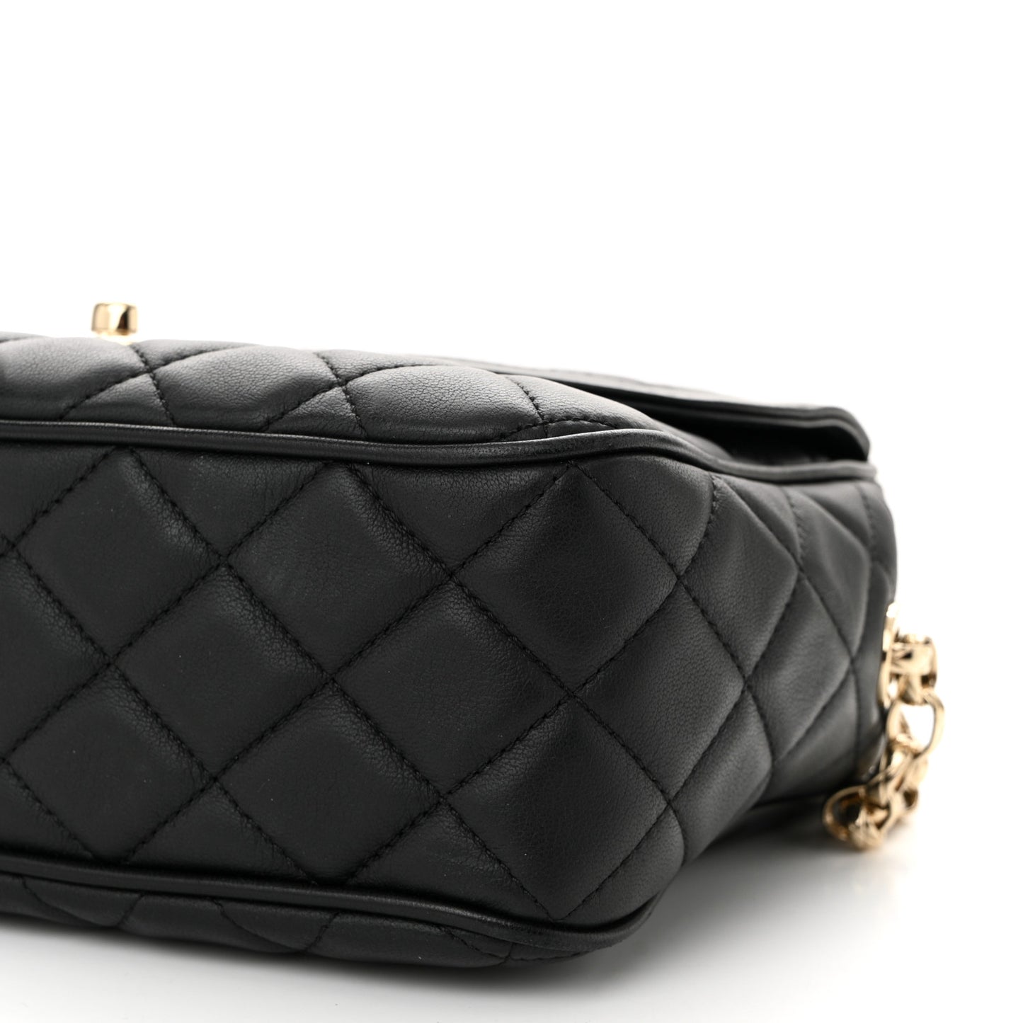 Lambskin Quilted Tassel Flap Camera Case Black