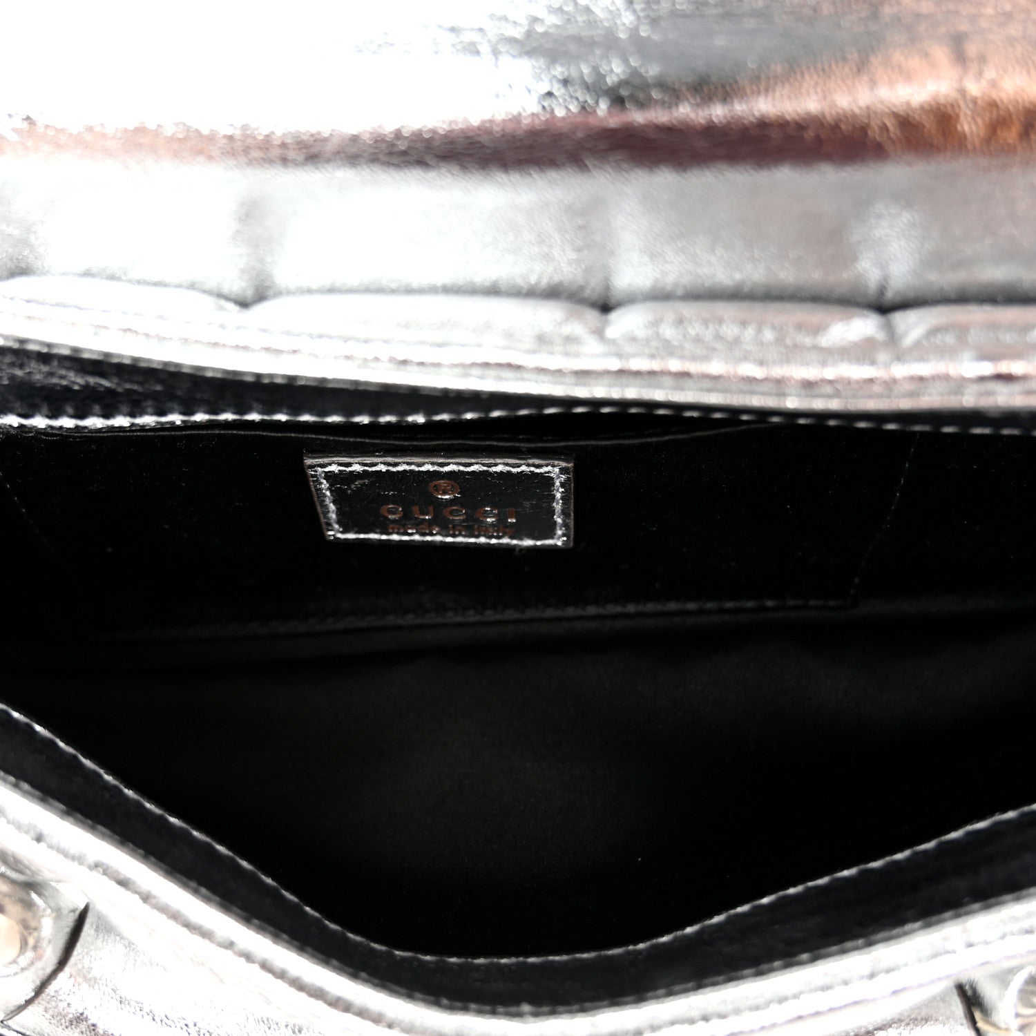 Gucci Metallic Nappa Vertical Matelasse Small Maxi Horsebit Chain