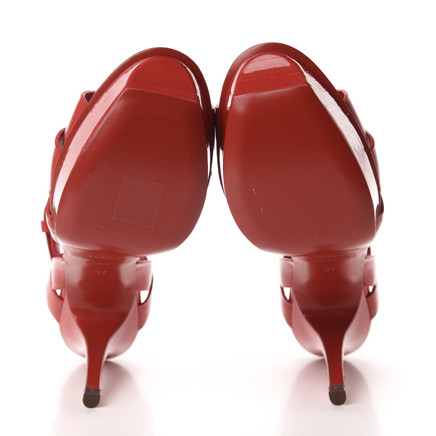 Saint Laurent Patent Tribute 75 Platform Sandals 37 Red 13 of 17