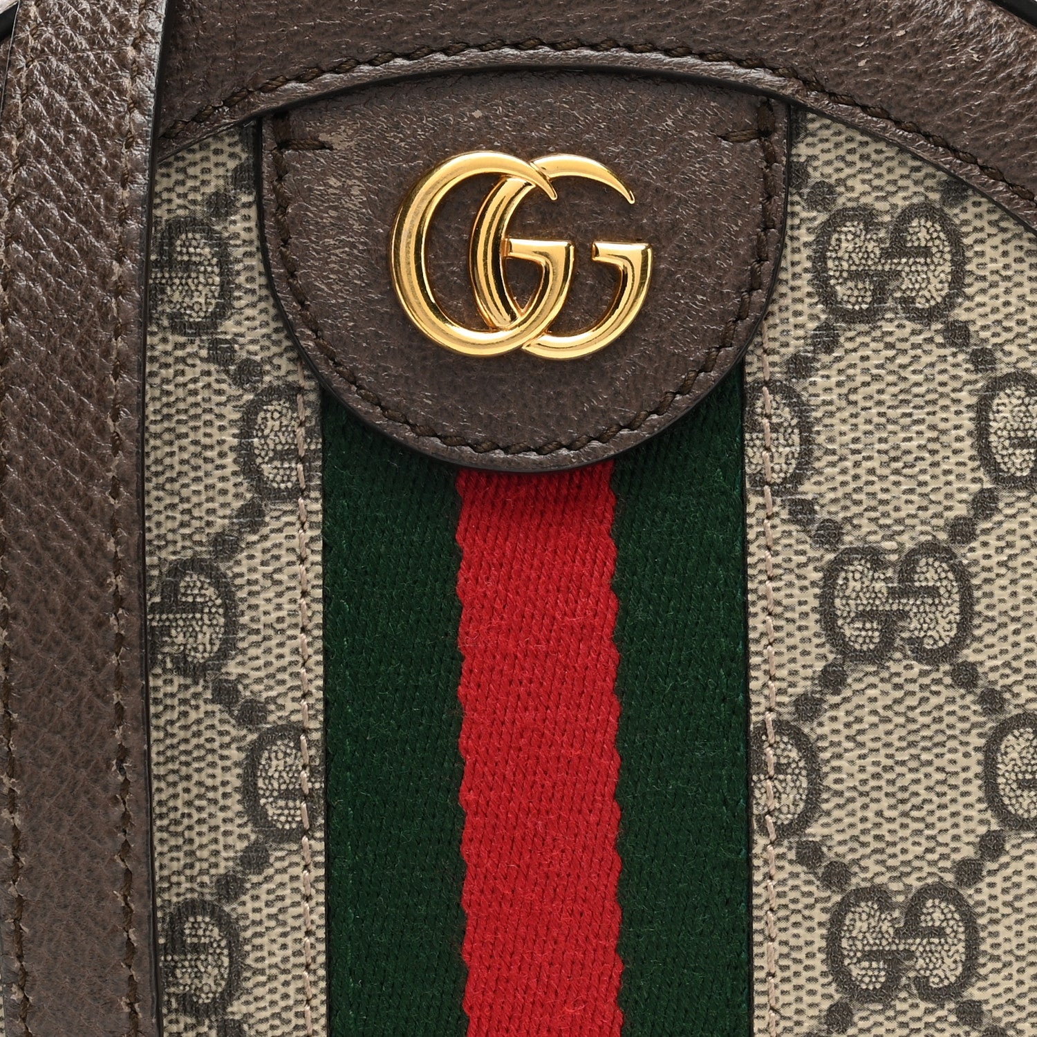 Gucci GG Supreme Monogram Web Mini Ophidia Round Shoulder Bag Brown 9 of 11